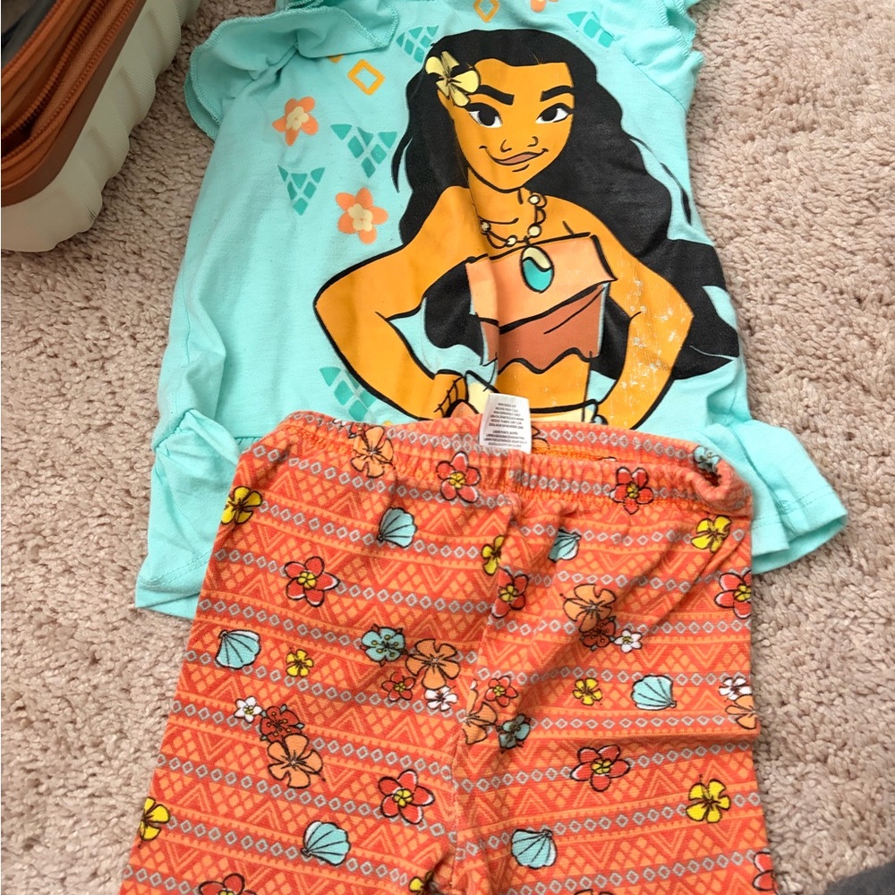 4T Girl Spring shirt bundle and Disney Moana Kids Set - Aqua and Coral